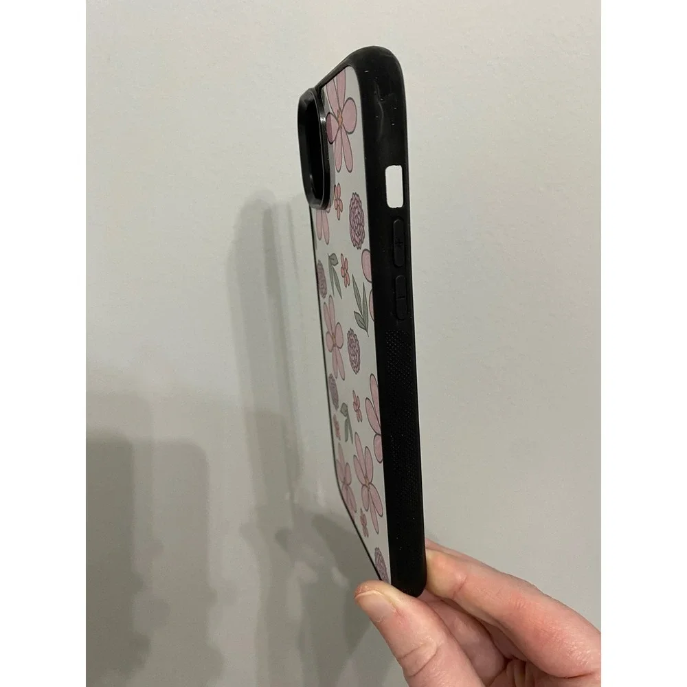 Floral Phone Case iPhone 14 Plus Women Pink Garden Flower Pattern Aesthetic